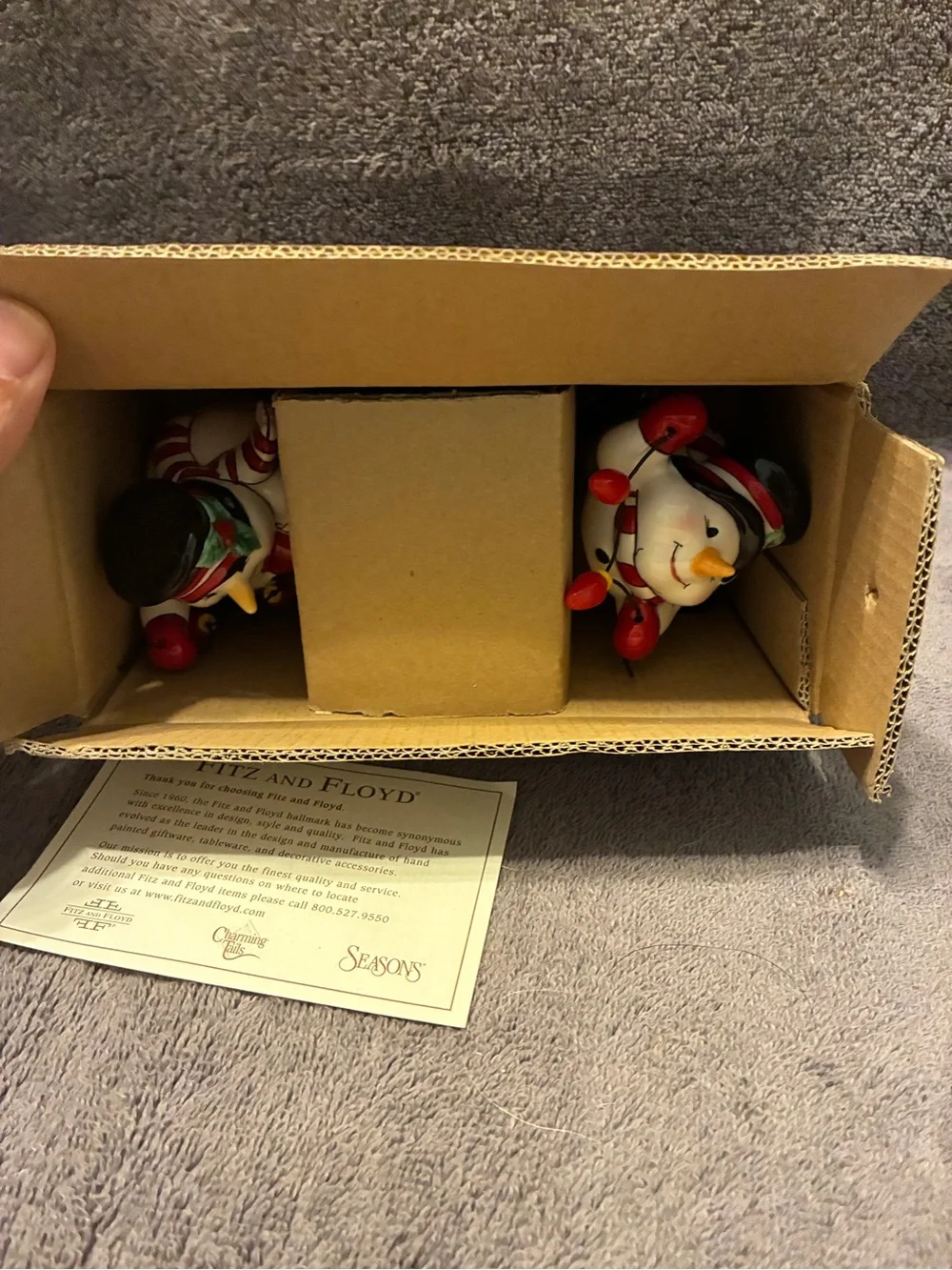 Fitz and Floyd White Snowman Trio with Red and Black Accents